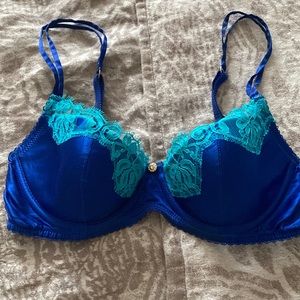Badgley Mischka Blue Turquoise Bra 34B very sexy